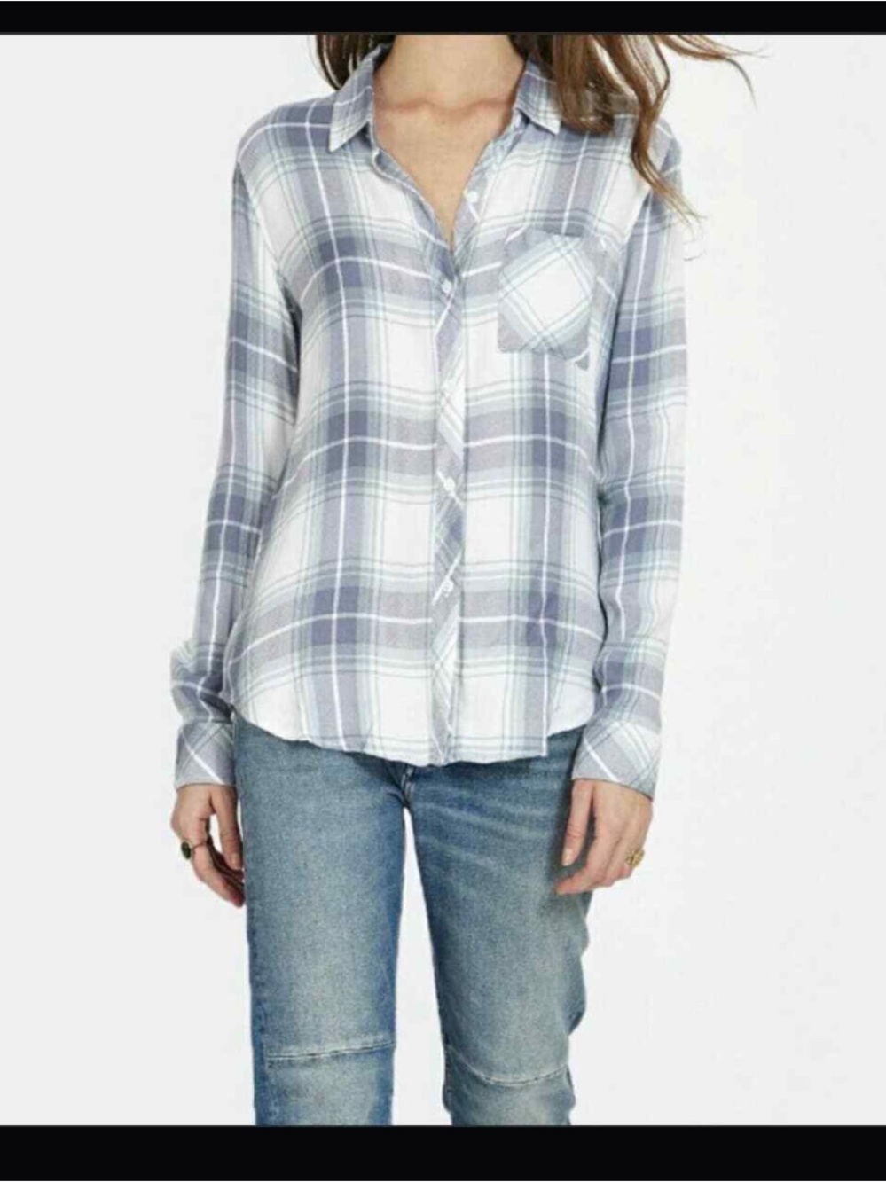 Plaid Button-Front Shirt - Blue & White